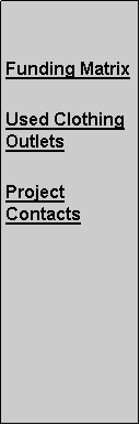 Text Box: Funding MatrixUsed Clothing OutletsProject Contacts